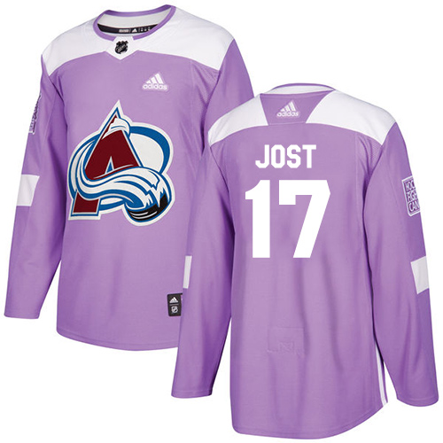 Adidas Avalanche #17 Tyson Jost Purple Authentic Fights Cancer Stitched NHL Jersey